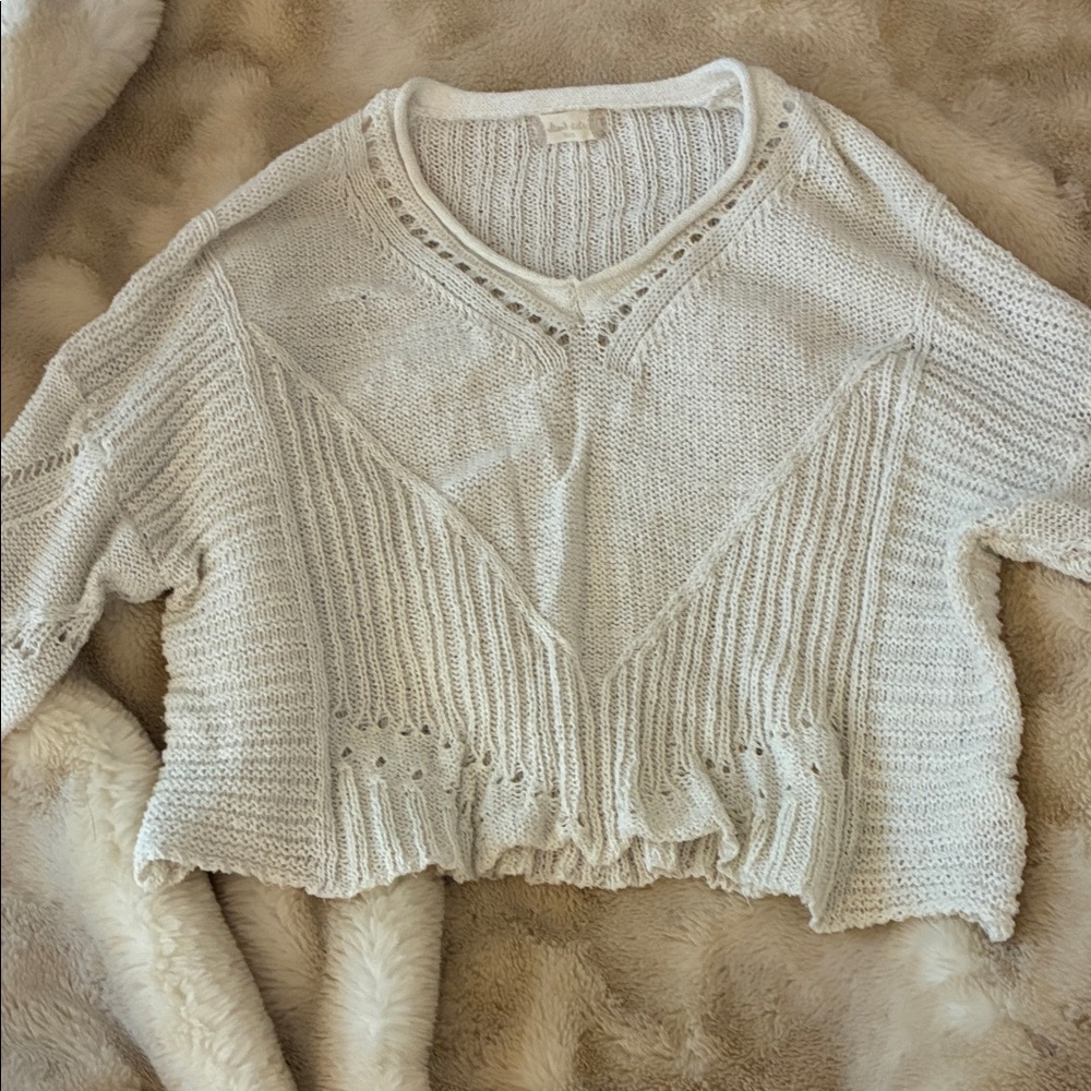 Altar'd State Cream V-Neck Sweater